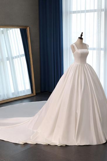 TsClothzone Elegantes Ballkleid mit Trägern, eckigem Ausschnitt, Brautkleid, Rüschen, ärmellose Brautkleider online_4