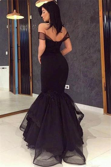 Off The Shoulder Mermaid Sexy Evening Gowns 2022 Black Open Back Cheap Prom Dress_3