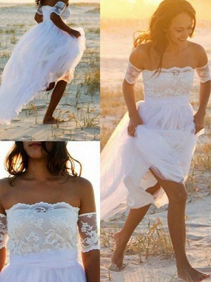Sleeveless A-Line Floor-Length Off-the-Shoulder Lace Chiffon Wedding Dresses_3