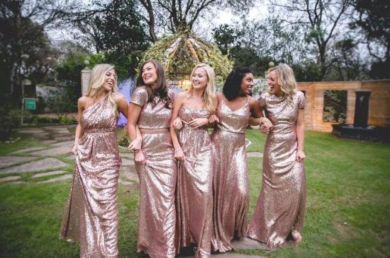 Sexy Sequin Bridesmaid Dresses | Rose Gold Long Wedding Guest Dresses_4
