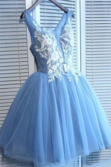 Gorgeous Blue Short Homecoming Dresses  V-Neck Lace-Up Hoco Dresses