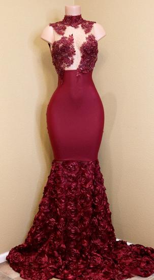 Burgundy mermaid prom dress, long evening gowns_1
