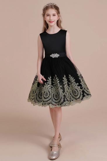 Modest Tulle A-line Flower Girl Dress | Appliques Satin Little Girls Pegeant Dress Online_5