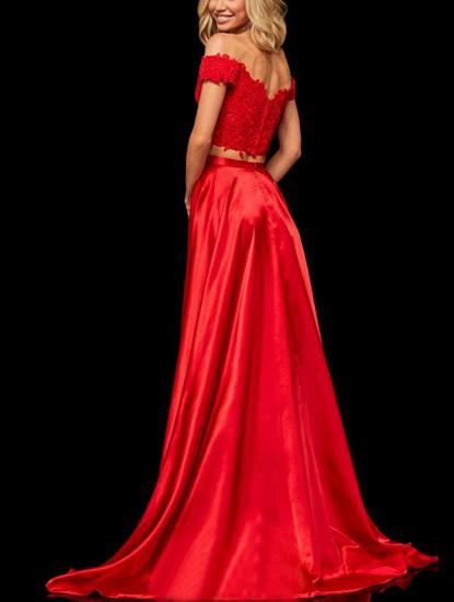 Sweetheart Burgundy Two pieces High Split Prom Dresses_2