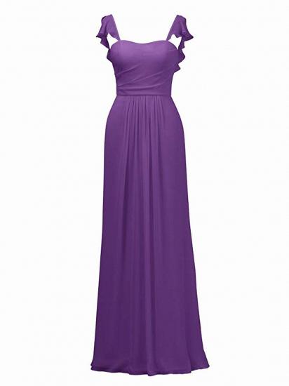 Lavender Ruffled Long Straps Chiffon A-line Bridesmaid Dress