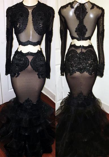 Sexy Nude Inner Lining Black Prom Dress 2022 | Mermaid Lace Puffy Bottom Graduation Dresses