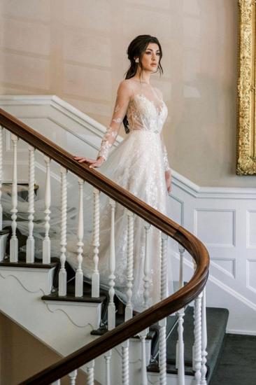 Elegant Boho A-Line Lace Wedding Dress | Wedding dress A line lace_1