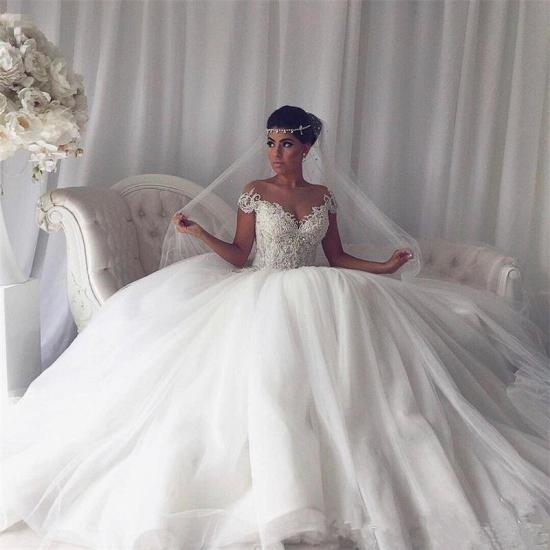 Beads Lace Royal Wedding Dresses | Princess Ball Gown Sheer Tulle Sexy Bridal Gowns_3