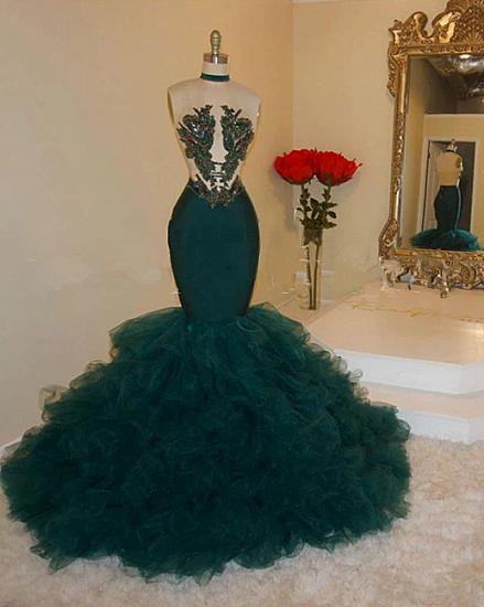 Sparkling Sequins Appliques Prom Dresses | Halter Backless Mermaid Green Evening Gowns Cheap_2