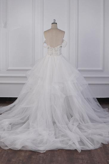 TsClothzone Stylish Off-the-Shoulder Tulle Lace Wedding Dress Strapless Appliques Ruffles Beading Bridal Gowns On Sale_3