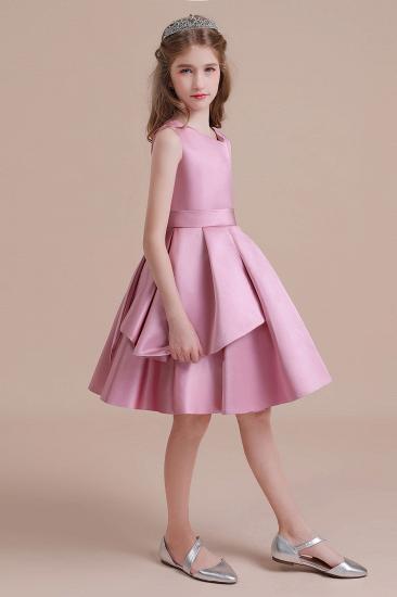 Pretty Knee Length Flower Girl Dress | Sleeveless Satin Little Girls Pegeant Dress Online_4
