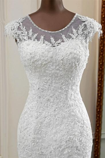 TsClothzone Elegant Jewel Ärmellose Meerjungfrau-Hochzeitskleider aus weißer Spitze mit Strassapplikationen_6