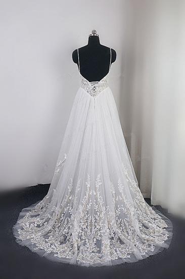 Spaghetti Straps Lace Appliques Tulle Wedding Dress_2