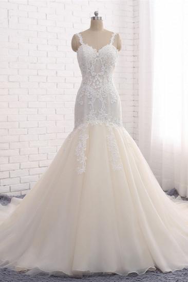 TsClothzone Affordable Strapless Mermaid Tulle Lace Wedding Dress Sweetheart Appliques Bridal Gowns On Sale
