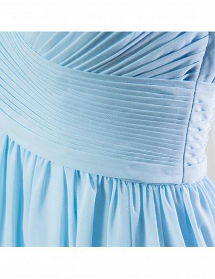 V-neck Sky Blue Short Chiffon Bridesmaid Dress_4