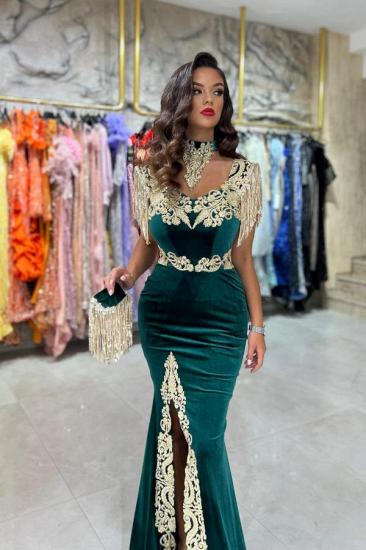 Velvet Long Evening Dresses Cheap | Designer prom dresses_3