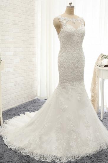 TsClothzone Gorgeous Sleeveless Appliques Beadings Wedding Dress Jewel Tulle White Bridal Gowns On Sale_4