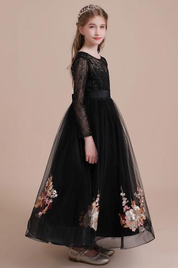 Amazing Long Sleeve Tulle Flower Girl Dress | Embroidered Little Girls Dress for Wedding_7