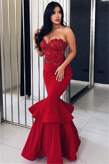 Sexy Red Mermaid Sweetheart Evening Dresses 2022 | Cheap Beaded Long Evening Gowns_2