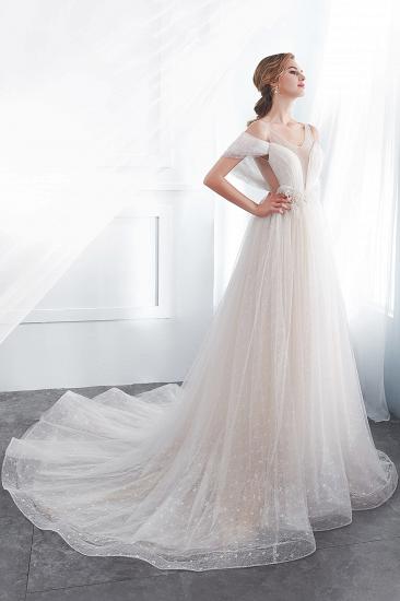 NANCY | A-line Sleeveless Floor Length Lace Ivory Wedding Dresses_3