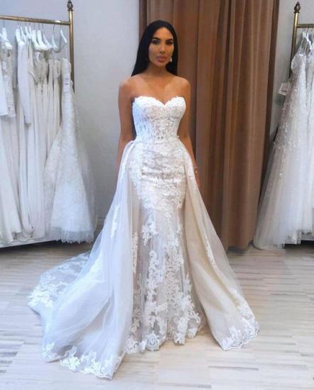 Stunning Sweetheart Sleeveless Mermaid Bridal Dress with Detachable Tulle Train_2