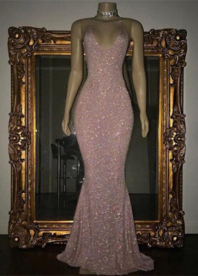 Stunning Sequined Mermaid Spaghetti-strap Long Sleeveless Prom Dress_1