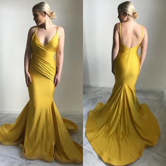 Elegantes Abendkleid mit V-Ausschnitt | 2022 Meerjungfrau Gelb Abendkleid_3