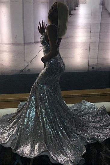 Alluring Spaghetti straps Glittering Sequins Sleeveless Prom Dresses | Sexy Mermaid Open Back Evening Dresses_2