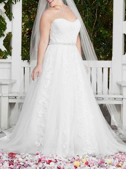 Sexy A-Line Wedding Dress Sweetheart Lace Sleeveless Bridal Gowns in Color Court Train_7