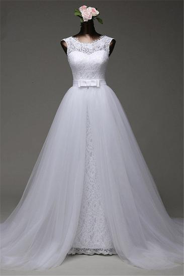 TsClothzone Chic Tulle Lace Jewel Mermaid Wedding Dresses with Overskirt Online