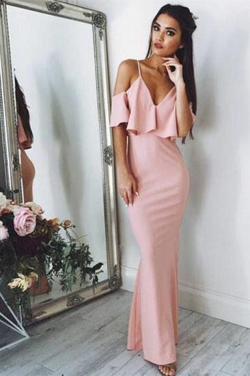 Sexy Rosa Abendkleider Billig 2022 | Bodenlange Spaghettiträger Abendkleider_2