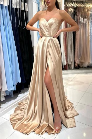 Champagne Evening Dresses Long | Simple prom dresses cheap_4