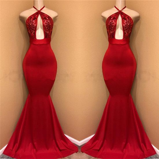 Halter Sexy Open Front Red Prom Dresses | Mermaid Cheap Long Evening Dress 2022_3