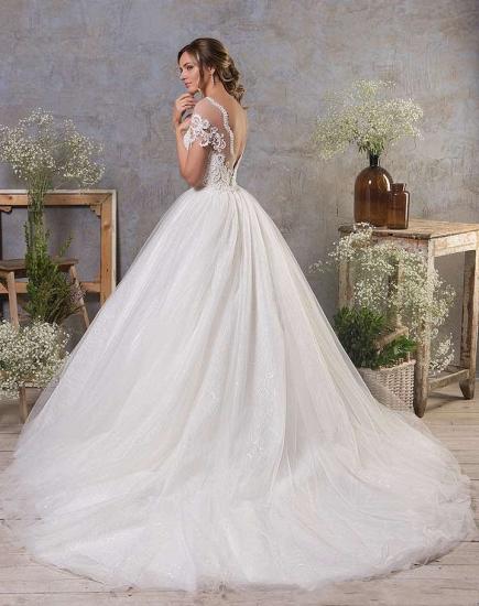 Boho Cap Sleeves White Alne Bridal Dress Tulle Wedding Dress_2