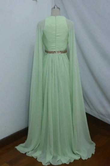Keyhole Chiffon High split A-line pleats Prom Dress with Shawl_3