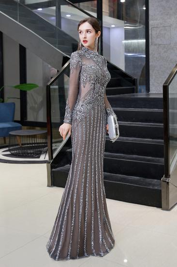 Luxury Sparkle Cap sleeves High neck Beads Long Prom Dresses_3