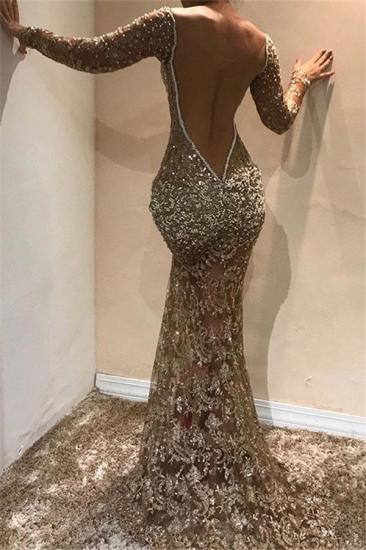Sexy Lace Long Sleeves Evening Dresses | Cheap Front Split Beadings Prom Dresses_3