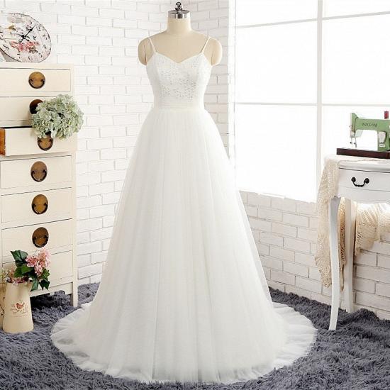 TsClothzone Affordable Spaghetti Straps White Wedding Dresses A-line Tulle Ruffles Bridal Gowns On Sale_7