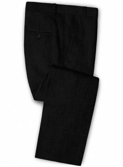 Black cotton linen notched lapel suit | two-piece suit_3