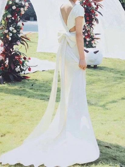 Brautkleider im Meerjungfrau-Stil mit V-Ausschnitt und Flügelärmeln, formelle Kleider mit Sweep-Zug
