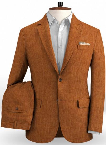 Noble and elegant rust-colored linen suit_1
