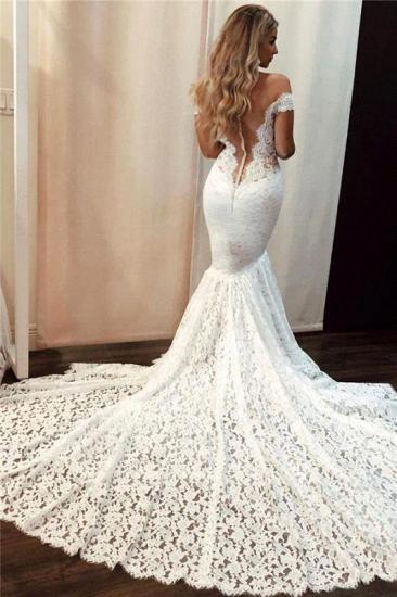 Elegant Off-the-shoulder White Mermaid Wedding Dress_2