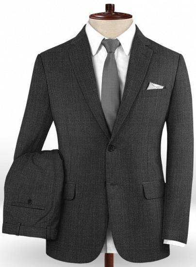 Anthrazitschwarzer Anzug aus Wolle mit fallendem Revers | zweiteiliger Anzug_1