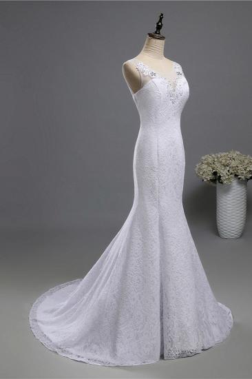 TsClothzone Affordable Jewel Lace Sequins Mermaid Wedding Dress Sleeveless Appliques Bridal Gowns with Crystals_4