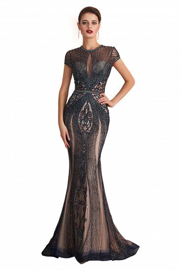 Chloe | Luxury Dark Navy Cap Sleeve Key hole Sparkle Prom Dress Online, Beautiful Champange Dresses for Evening Party_1