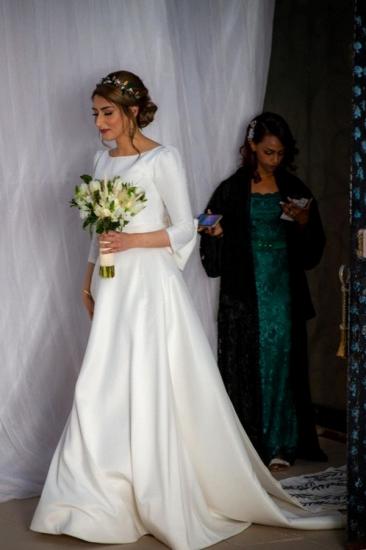 Elegant A-line Long Sleeve Wedding Dresses | Appliques Bridal Gowns Online_1