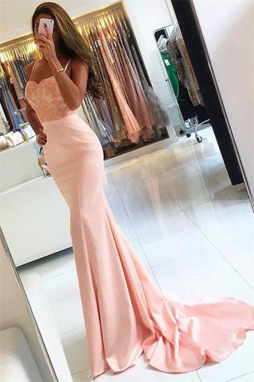 Newest Sleeveless Lace Evening Dress Appliques Mermaid Spaghetti-Strap Prom Dress 2022