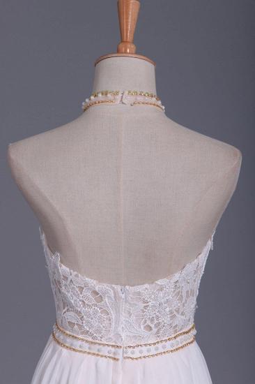 TsClothzone Boho Halter Chiffon Lace Wedding Dress Beadings Appliques Sleeveless Ruffles Bridal Gowns On Sale_4