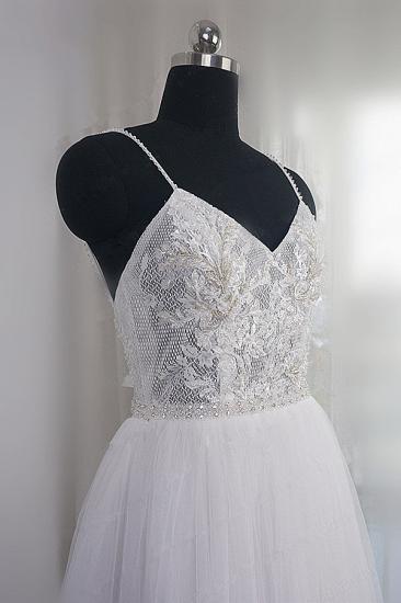 Spaghetti Straps Lace Appliques Tulle Wedding Dress_5