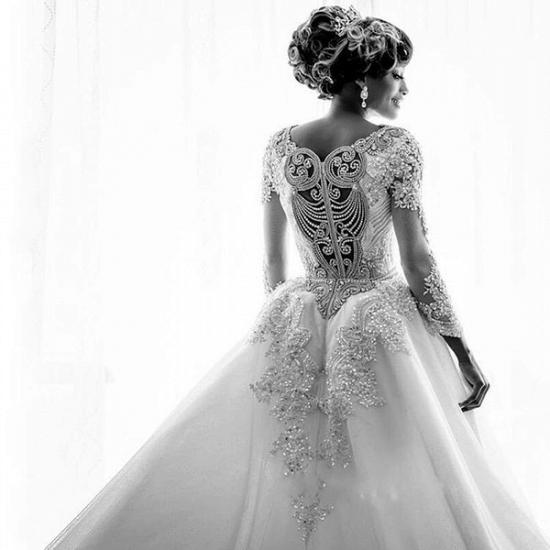 Mermaid Wedding Dresses with Trendy Overskirt | Beads Lace Appliques Long Sleeve Bridal Gowns_6
